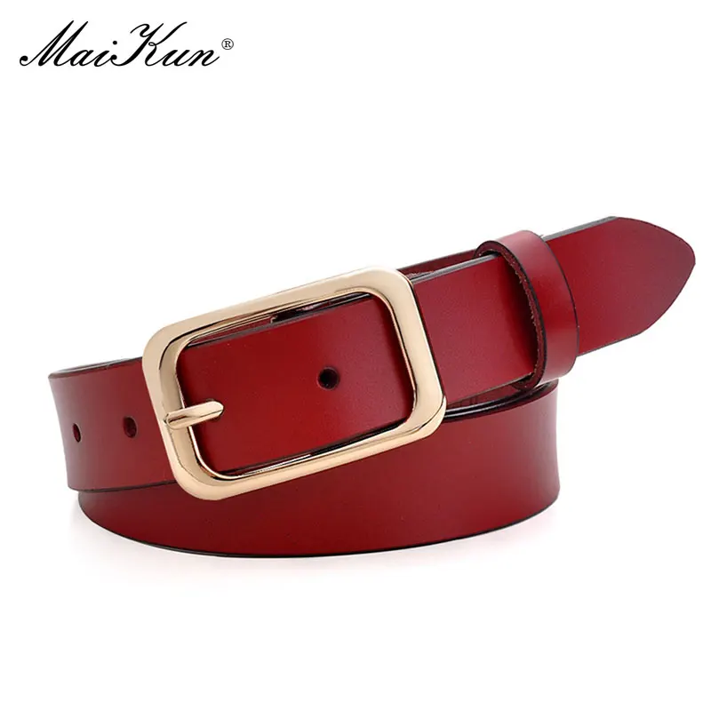 Top Trends: Maikun Belt Women's Simple And All-Match Leather Vintage Cowskin Pin Buckle Wide Belt For Women Casual Belts Shoppable Styles