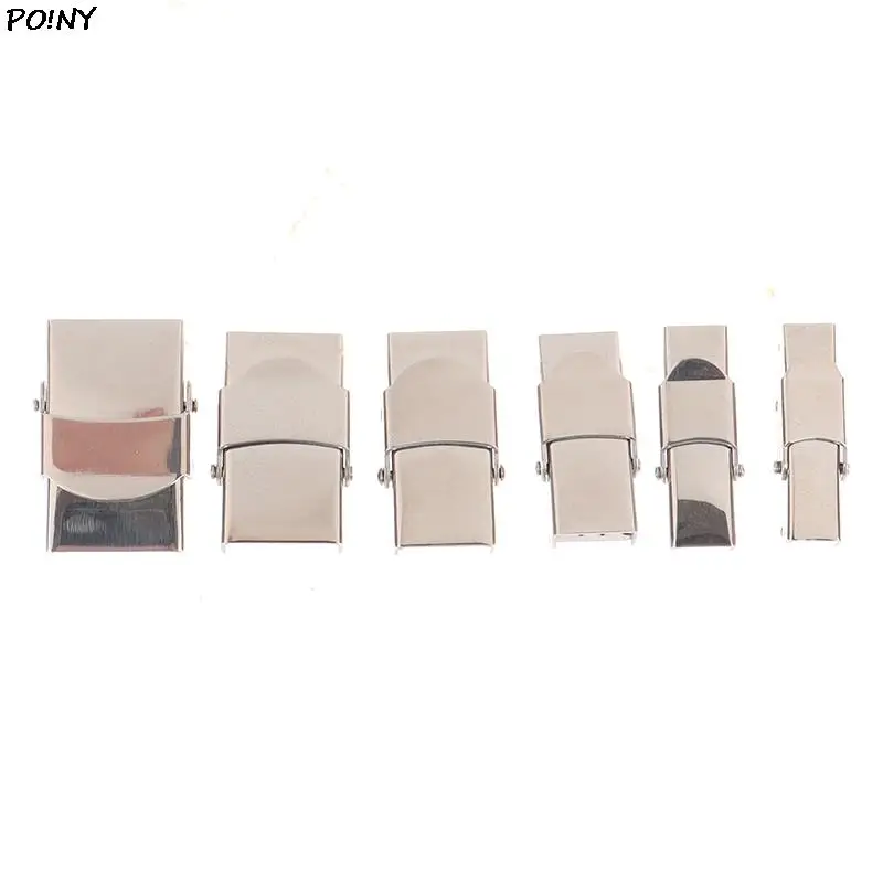 Top Trends: 10pcs / lot Stainless Steel Clasp Crimp Jaw Hook Watch Band Clasp For Leather Silicone Bracelet Jewelry Making Connect Lace Buckle Shoppable Styles