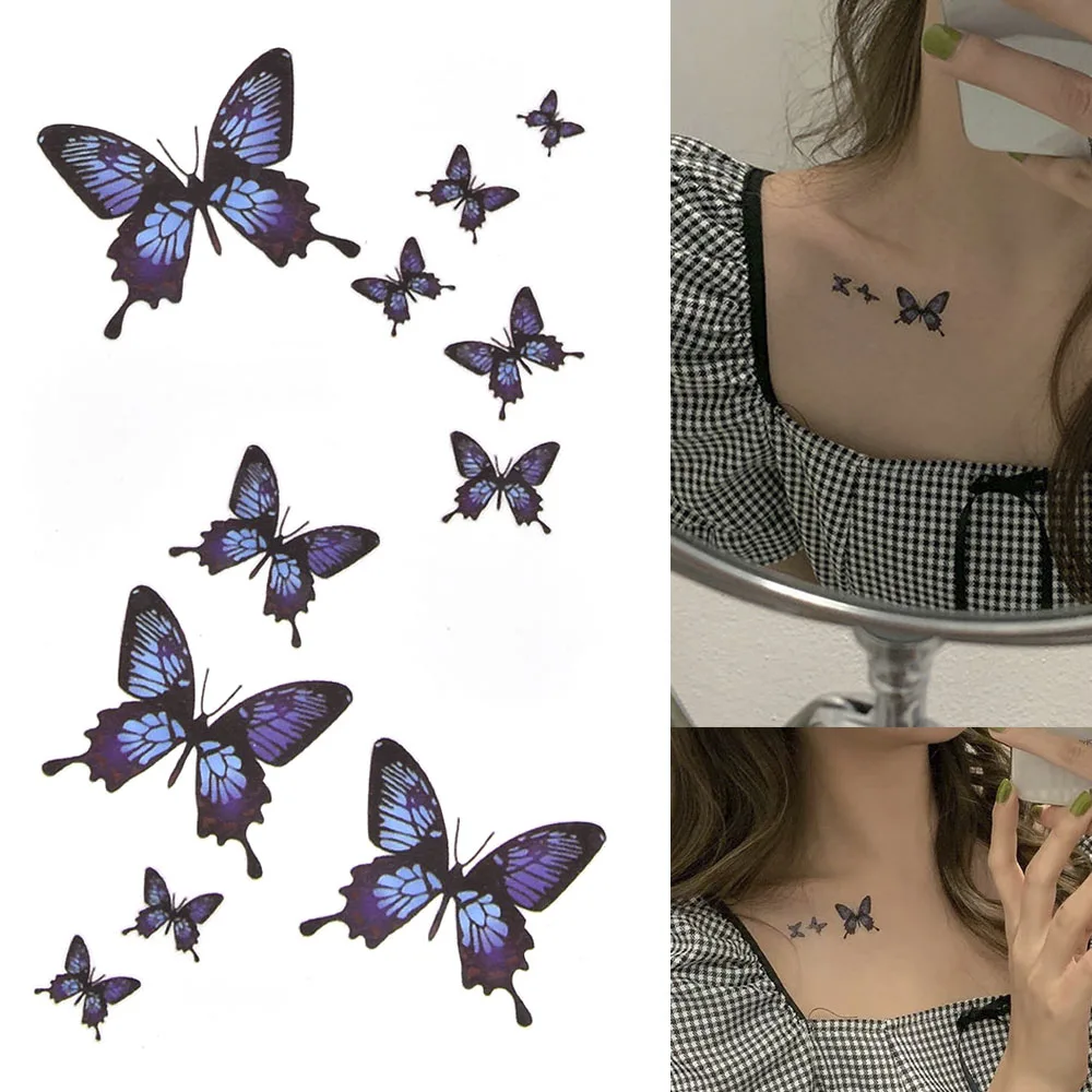 Top Trends: Small Waterproof Temporary Tattoo Sticker Butterfly Fake Tatto Flash Tatoo Leg Arm Hand Foot Clavicle Tatouage For Girl Women Shoppable Styles