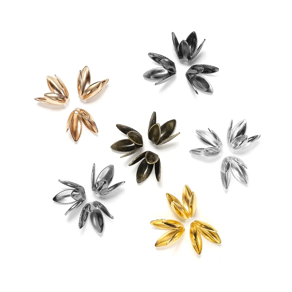 Top Trends: 100pcs / lot Bulk Metal Gold Plated Flower Loose Sparer Apart End Bead Caps For Jewelry Making Bracelet Findings Supplies Shoppable Styles