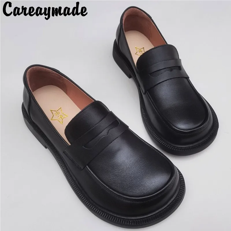 Top Trends: Careaymade-Genuine Leather Men&#039;s Big Toe Shoes Wide Version Business Leisure Original Round Top British Leather Soft Sole Shoes Shoppable Styles