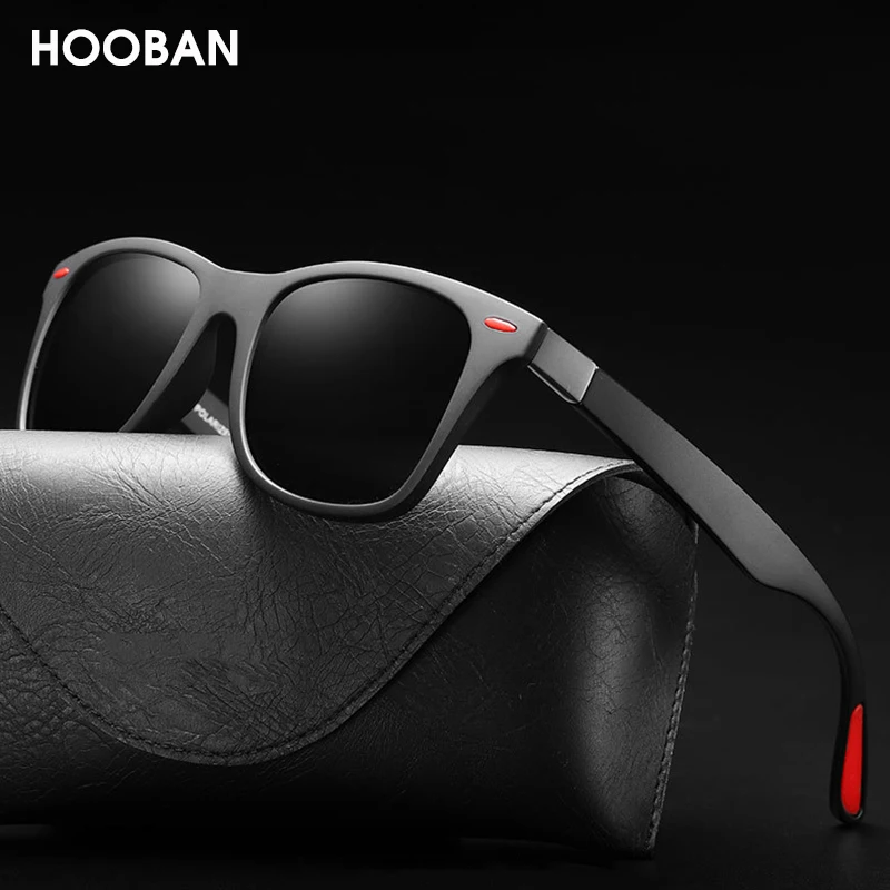 Top Trends: HOOBAN Classic Square Polarized Sunglasses Men Women Fashion Brand Designer Sun Glasses Male Retro Black Driver&#039;s Eyewear UV400 Shoppable Styles