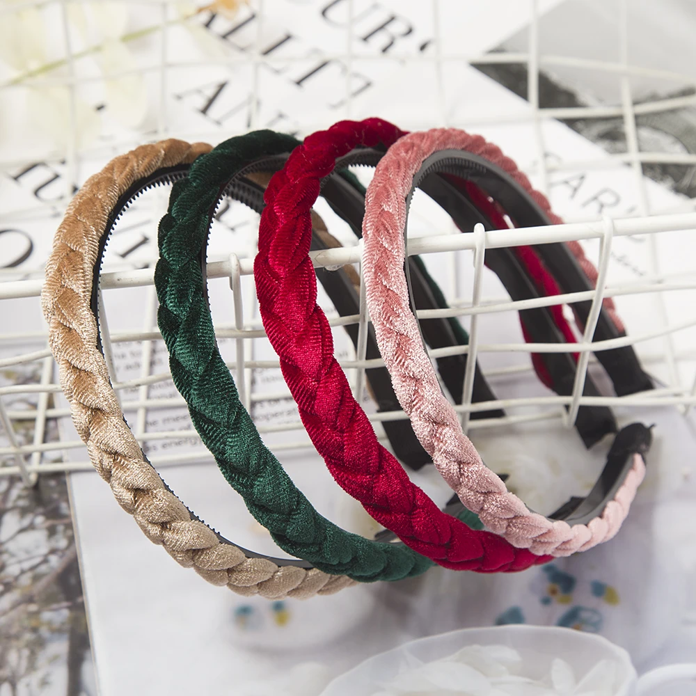 Top Trends: Weaving Hairbands Women Braided Velvet Headbands Hair Hoop Bands Elastic Fashion Bezel Non-Slip Headdress Bezel Hair Accessories Shoppable Styles