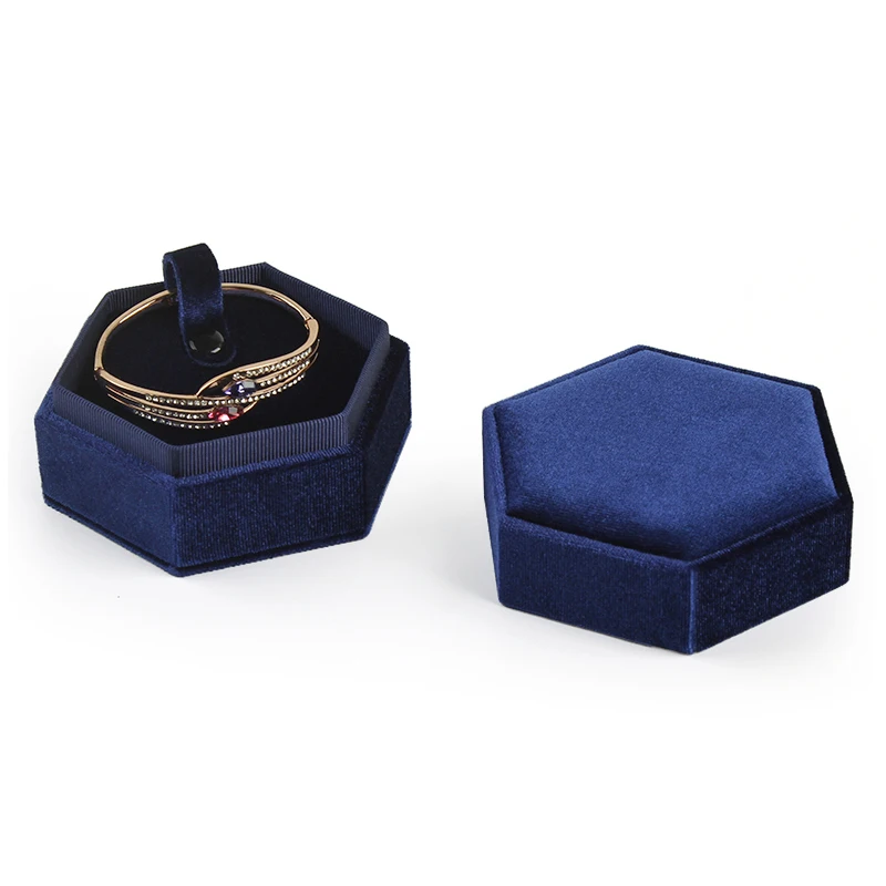 Top Trends: New Product Hexagon Velvet Necklace Box Jewelry Box Display Holder With Detachable Lid Bracelet Box For Wedding Engagement Shoppable Styles