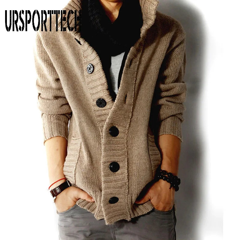 Top Trends: New Sweater Cardigan Men Thick Sleeve Long Jacket Fashion Casual Slim Loose Collar Button Knit Solid Color Sweater For Men Shoppable Styles