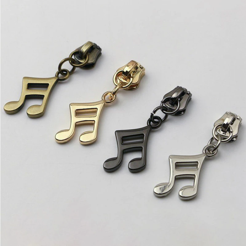 Top Trends: 5pcs Musical Note Metal Zipper Slider Zipper Head Replacement Repair Kit Garment Bag DIY Handmade Bag Accessories Clothes Shoppable Styles