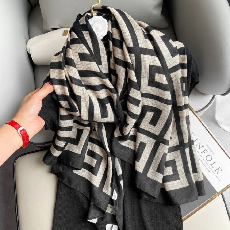 Top Trends: Luxury Brand Deisgner Scarf Winter Women Pashmina Shawls Warm Scarfs Blanket Wraps Female Foulard Bandana Thick Print Scarves Shoppable Styles