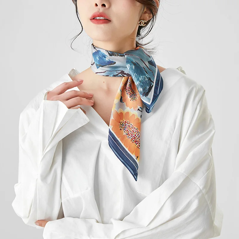 Top Trends: Suya Dream 100% REAL SILK Woman Silk Scarf 53x53cm Square Printed Scarves Shoppable Styles - Image 2