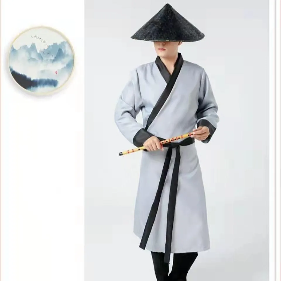 Top Trends: Grey Black Hinese Sword Full Tang Hanfu Men Chinese Traditional Gown For Men Chinese Costume Shoppable Styles