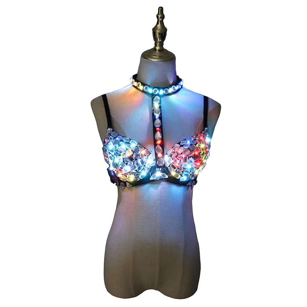 Top Trends: Nightclub Ds Sexy LED Bra Colorful Flash Diamond Bra DJ Singer Dance Light-up Bra Event&amp;Party Supplies Shoppable Styles