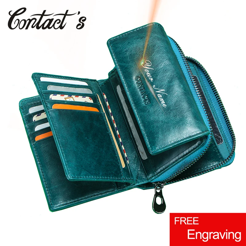 Top Trends: Contact&#039;s Free Engraving Wallet Women 2022 Small Money Bags Gift For Ladies Genuine Leather Female Coin Purse Card Holder Rfid Shoppable Styles