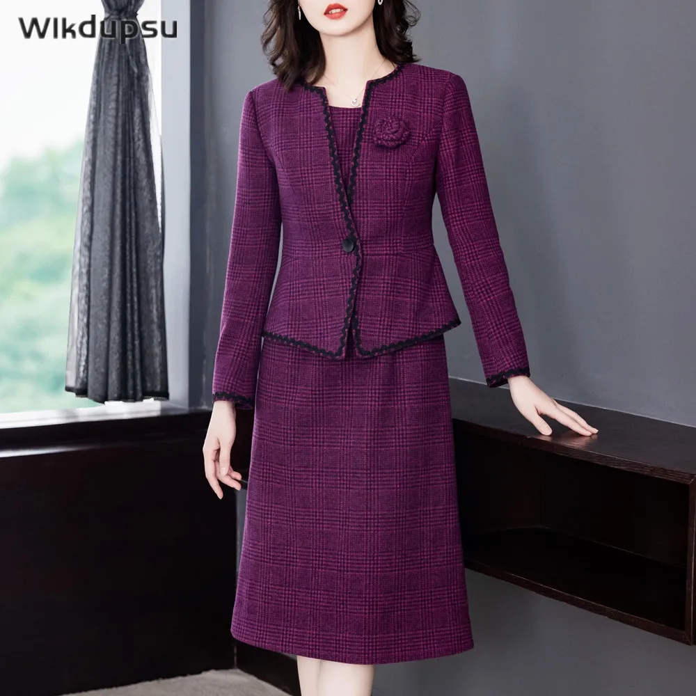 Top Trends: Dress Suit Women New Fashion Fall Autumn Winter Long Sleeve Blazer Jacket Top Dress Two Piece Set Casual Outfits Size XXXL Shoppable Styles