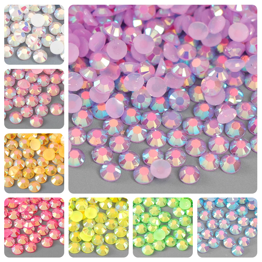 Top Trends: 2-4mm AB Jelly Resin Nail Rhinestones Round Flatback Glittler Strass Stones Nail Charms Accessories DIY 3D Nail Art Decoration Shoppable Styles