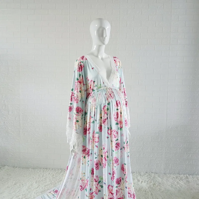 Top Trends: Floral Print Boho Dresses For Maternity Photography Props Vintage Flower Maternity Bohemian Dress For Photo Shoot Shoppable Styles - Image 4