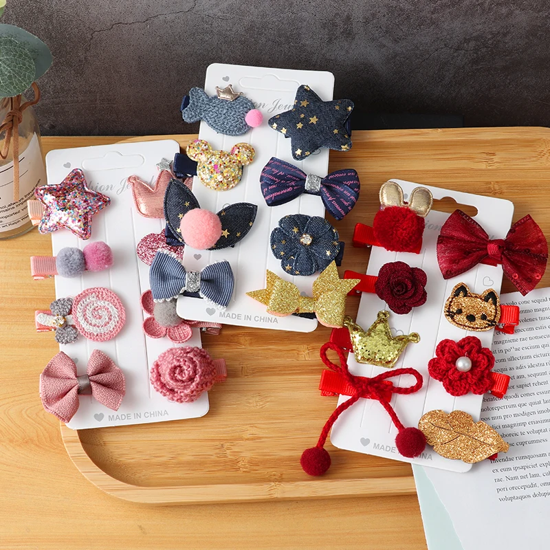 Top Trends: 8Pcs Hairclips Set Girl Cute Hair Bands Hair Accessories Bow Flower Animal Headwear Hair Pin Cartoon Hair Band Hairpin Headdress Shoppable Styles