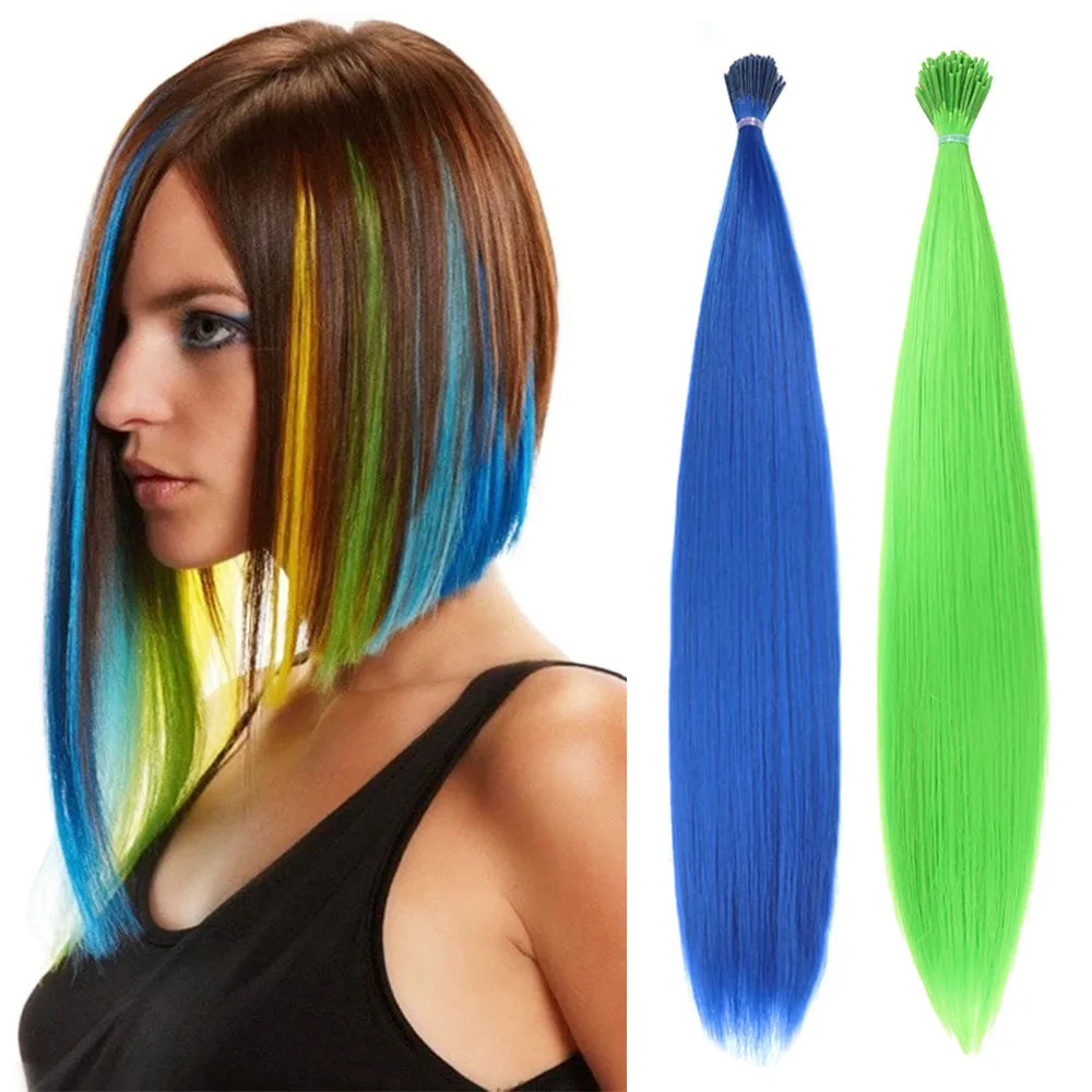 Top Trends: Colorful Synthetic Hair I Tip Hairpiece Hair Extensions High Temperature Fiber Hairpiece For Kid Accessories Wig For Women Shoppable Styles