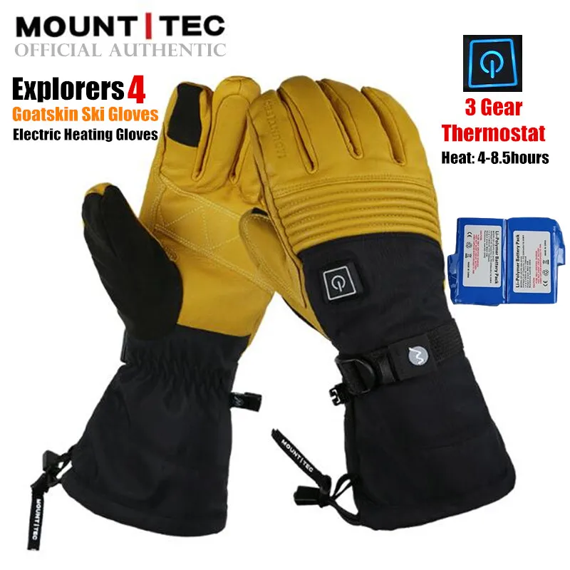 Top Trends: MOUNTITEC Explorers 4 Electric Heated Gloves Li-Battery Self Heating Touch Screen Goatskin Ski Gloves Waterproof Riding Guantes Shoppable Styles