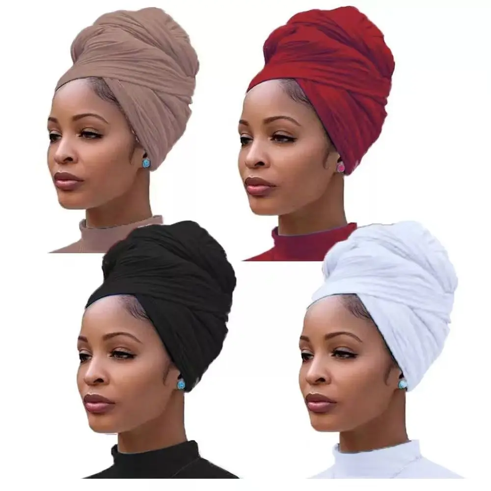 Top Trends: Hot Sell Turban Head Wrap Hair Scarf Solid Color Long Breathable Head Band For Women Shoppable Styles