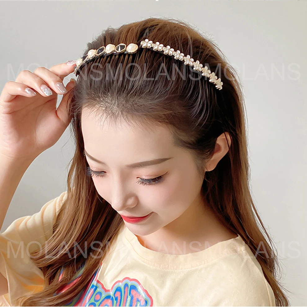 Top Trends: Molans Fashion Women Hairpins Rhinestone Pearl Hair Clip Claws Barrettes Hair Combs Hair Maker Bun Hair Accessories Headwear Shoppable Styles - Image 3