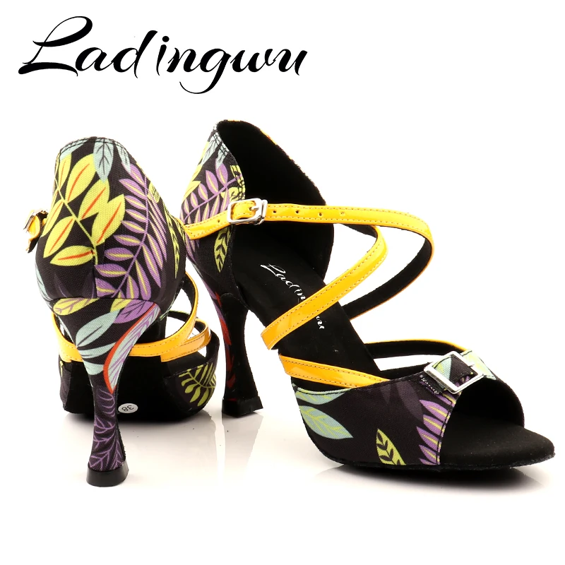 Top Trends: Ladingwu New Modern Floral Denim Salsa Dance Shoes Woman Girls Simple Style Latin Dance Shoes Soft Bottom Ballroom Dance Shoes Shoppable Styles