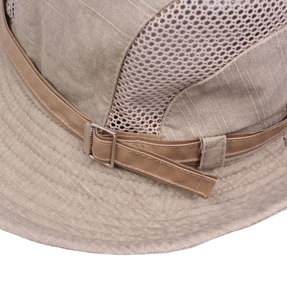 Top Trends: Outdoor Bucket Hat Men Summer Breathable Panama Cap Cotton Jungle Fishing Mesh Hat Hiking Beach Sun Protector Caps For Men's Shoppable Styles - Image 4