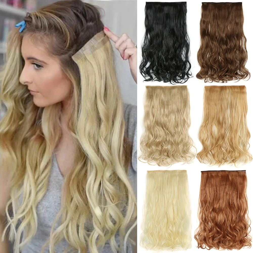 Top Trends: MyDiva 5 Clip In Hair Extension Heat Resistant Fake Hairpieces Long Wavy Hairstyles Synthetic Clip Golden On Hair Extensions Shoppable Styles