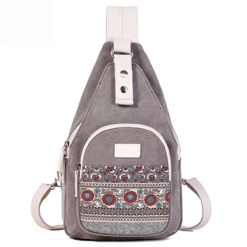 Top Trends: Women Canvas Bag Ladies Retro Folk-Custom Style Shoulder Bag Daily Travel Small Backpack Female Casual Floral Chest Bag Mochilas Shoppable Styles