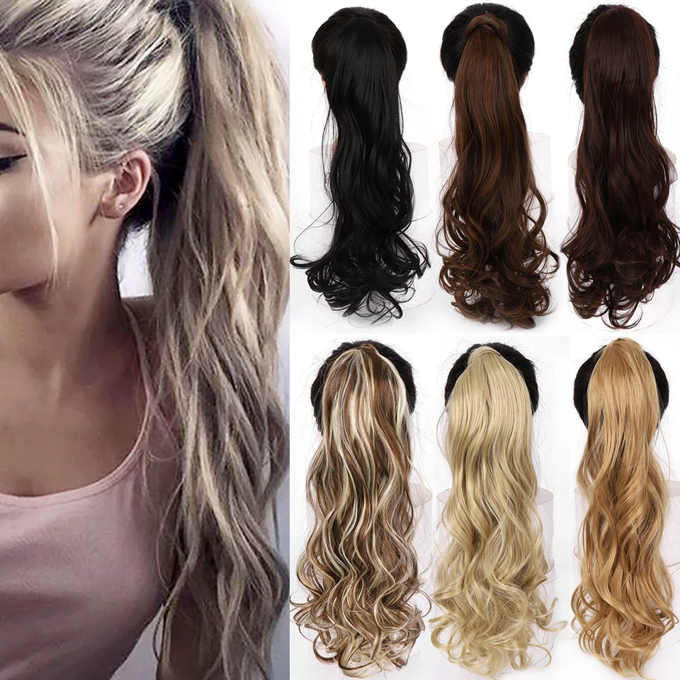 Top Trends: WTB 22&quot; Synthetic Long Wavy Wrap Around Clip In Ponytail Hair Extension Heat Resistant Natural Wave Pony Tail Fake Hairpieces Shoppable Styles