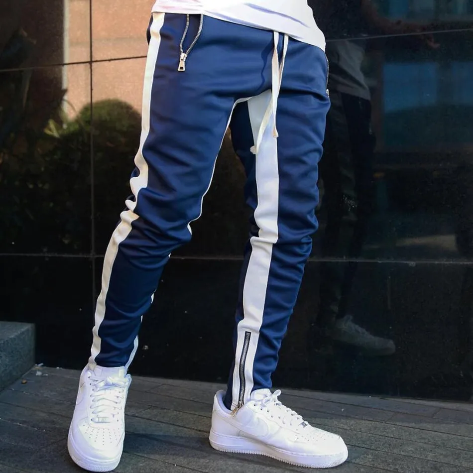 Top Trends: Jogging Pants Men Running Pants With Zipper Sports Fitness Tights Gym Jogger Bodybuilding Sweatpants Sport Male Trousers Shoppable Styles