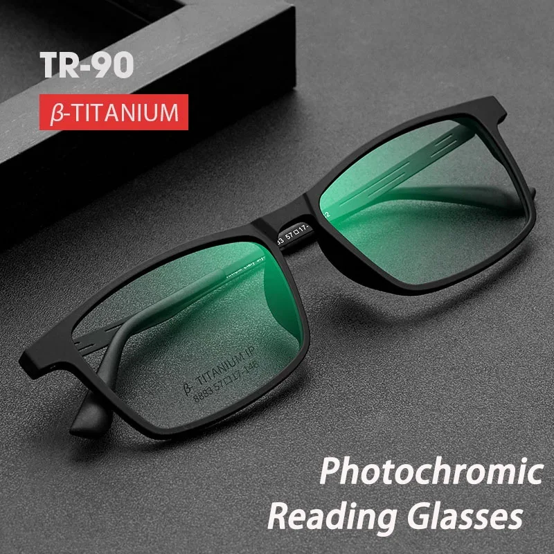 Top Trends: Ultralight Anti Blue Light Reading Glasses Photochromic Outdoor Optical Hyperopia Reader Glasses Men Woman Titanium Alloy Frame Shoppable Styles