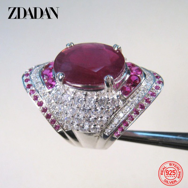 Top Trends: ZDADAN 925 Sterling Silver Ruby Ring For Women Zircon Finger Rings Fashion Jewelry Gifts Shoppable Styles - Image 4