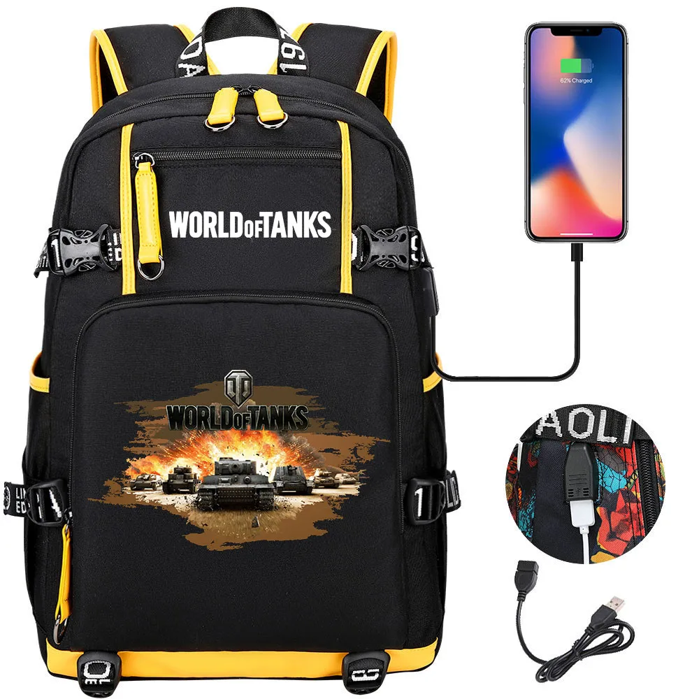 Top Trends: Game World Of Tanks Backpack Girl Boy Schoolbag Large Capacity Laptop Bag Waterproof Multifunction USB Charging Backpack Shoppable Styles