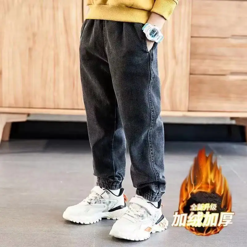 Top Trends: Children&#039;s Winter Jeans Plus Velvet Thickening Children&#039;s Warm Casual Denim Trousers Christmas Gifts For Boys Aged 3-9-12 Shoppable Styles