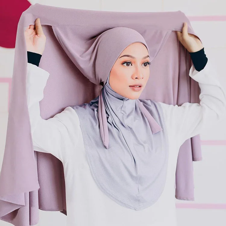 Top Trends: Plain Color Chiffon Hijab Scarf With Bandage Non-Slip Muslim Women Breathable Islam Long Hijabs Headband Fashion Turban Headwrap Shoppable Styles