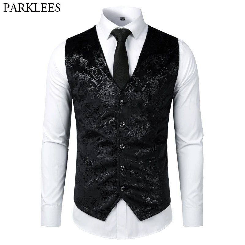 Top Trends: Steampunk Victorian Gothic Mens Cosplay Costume Vest Jacket Waistcoat 2019 New Breasted V-Neck Suit Vest / Tuxedo Waistcoat Gilet Shoppable Styles