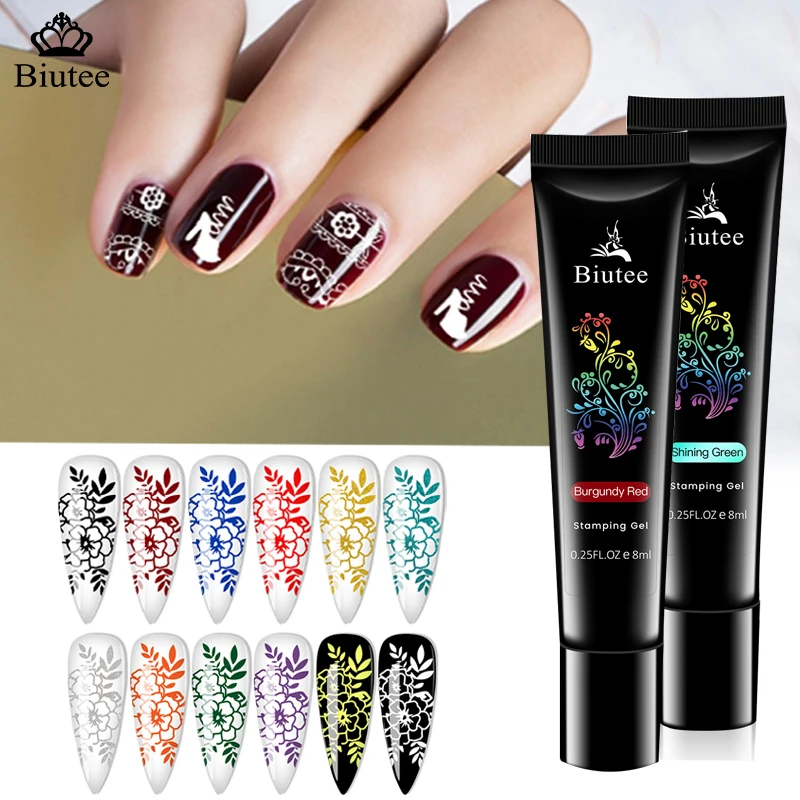 Top Trends: BIUTEE 8ML Stamping Gel Polish Nail Art Manicure Stamping Plate UV Gel Varnish Soak Off Oil Templates Stamp Nail Art Decoration Shoppable Styles