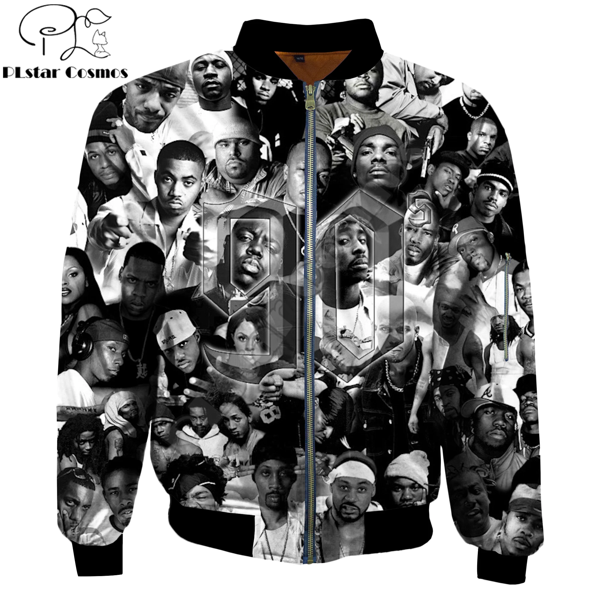 Top Trends: Fashion Men's Warm Bomber Jackets 90s Rapper 2pac Tupac Printed 3d Thick Long Sleeve Pocket Outwear Unisex Casual Zipper Jacket Shoppable Styles