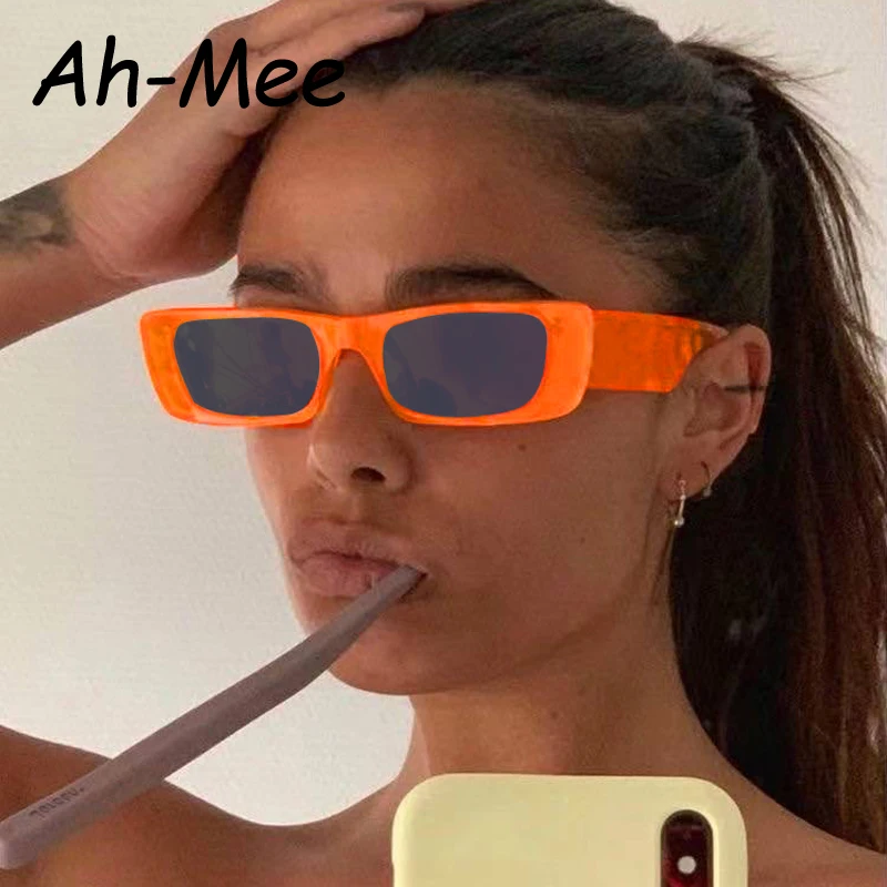 Top Trends: Square Women&#039;s Sunglasses Small Brand Travel Rectangle Sun Glasses Men Vintage Orange Tinted Retro Eyewear Gafas De Sol Shoppable Styles