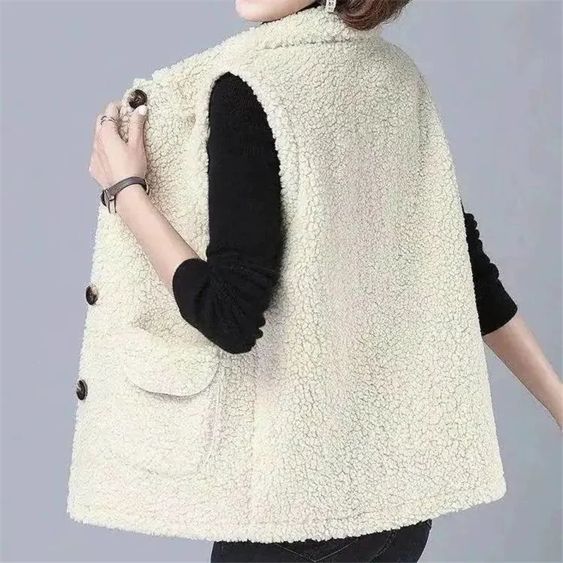 Top Trends: Lamb Hair Waistcoat Female 2021 Grain Fleece Fur One Loose Faux Fur Coat Vest Spring And Autumn Jacket Women Sleeveless Jackets Shoppable Styles