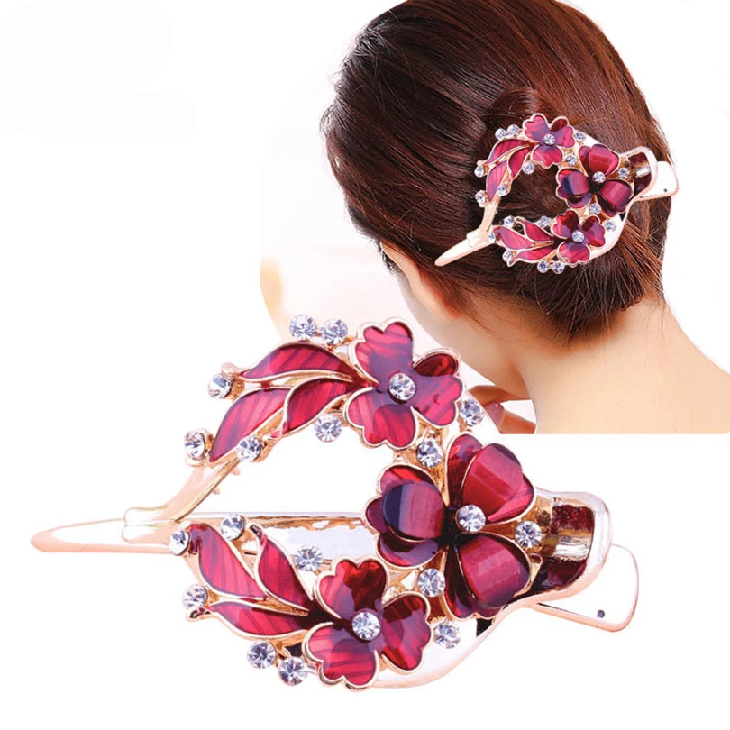 Top Trends: Haimeikang Female Colorful Flower Hollow Heart Hair Clip Barrette Hair Accessories Women Fashion Rhinestone Hairpin Headwear Shoppable Styles