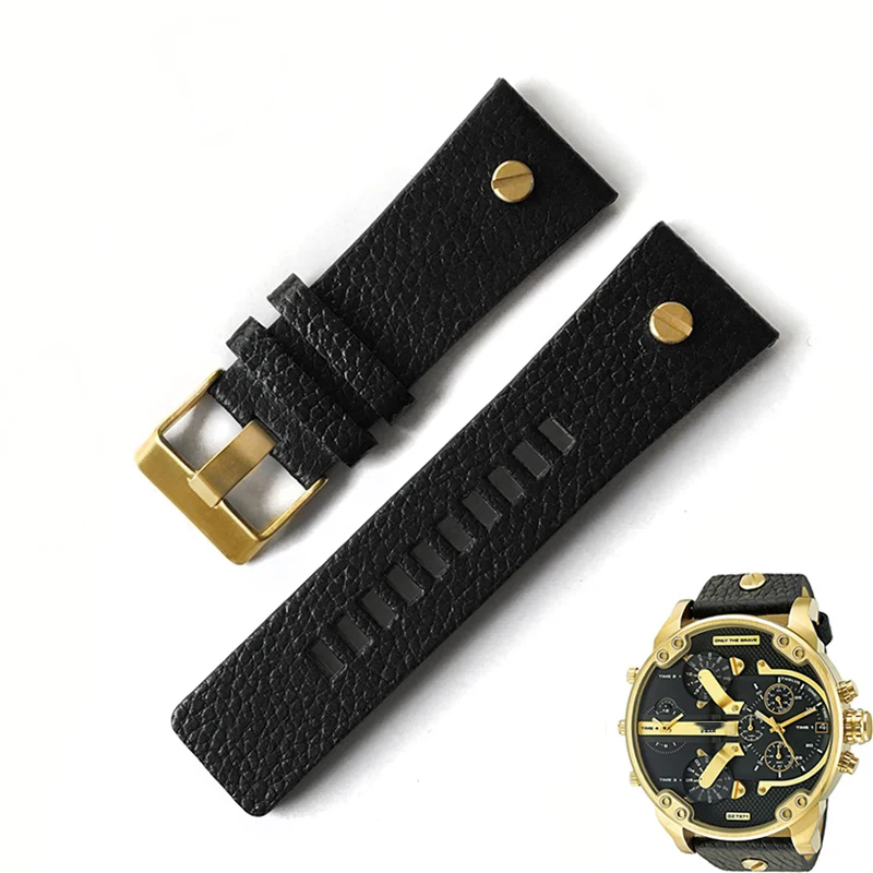 Top Trends: TOP Watchband For DIESEL DZ7313 DZ7333 DZ7311 DZ7371 Watch Strap Cow Leather With Gold Rivet 22 24 26 27 28 30mm Genuine Leather Shoppable Styles