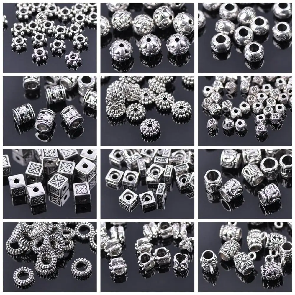 Top Trends: 50pcs Tibetan Silver Color Metal Alloy Loose Spacer Beads Lot For Earring Necklace Bracelet Jewelry Making Findings DIY Crafts Shoppable Styles