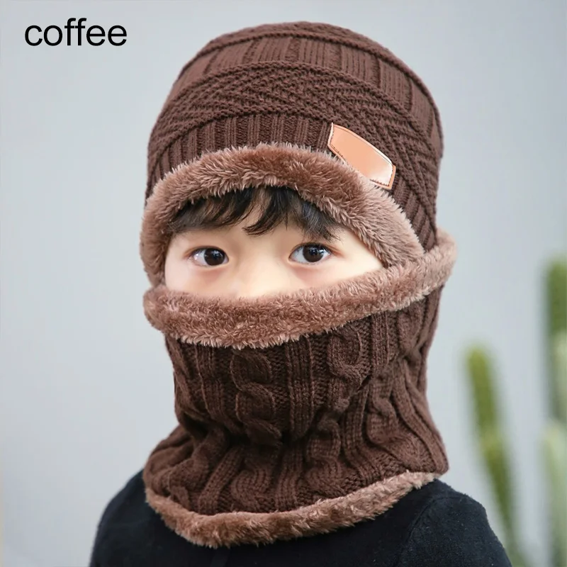 Top Trends: Q Kids Beanies Nice Gift Keep Warm Plush Knitted Ribbed Children Winter Supplies Hat Scarf Set Girl Boys Ring Scarves 2Pcs Shoppable Styles