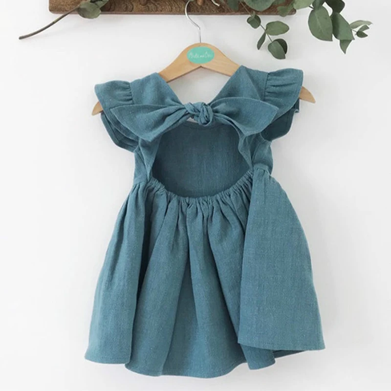 Top Trends: Korean Style Summer Infant Girls Dress Flying Sleeve Cotton Linen Newborn Baby Girls Princess Dress Kids Party Dresses Shoppable Styles