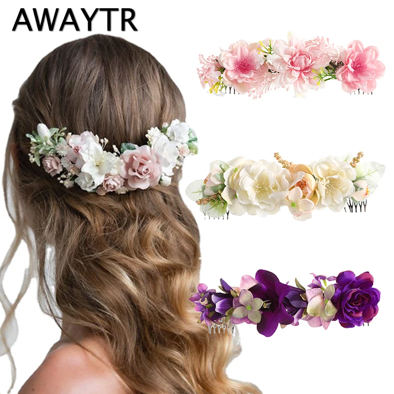 Top Trends: AWAYTR Flower Hair Comb Wedding Bridal Hair Accessories Female Rattan Hair Comb Classic Hair Vine Fashion Chic Hair Pins Shoppable Styles