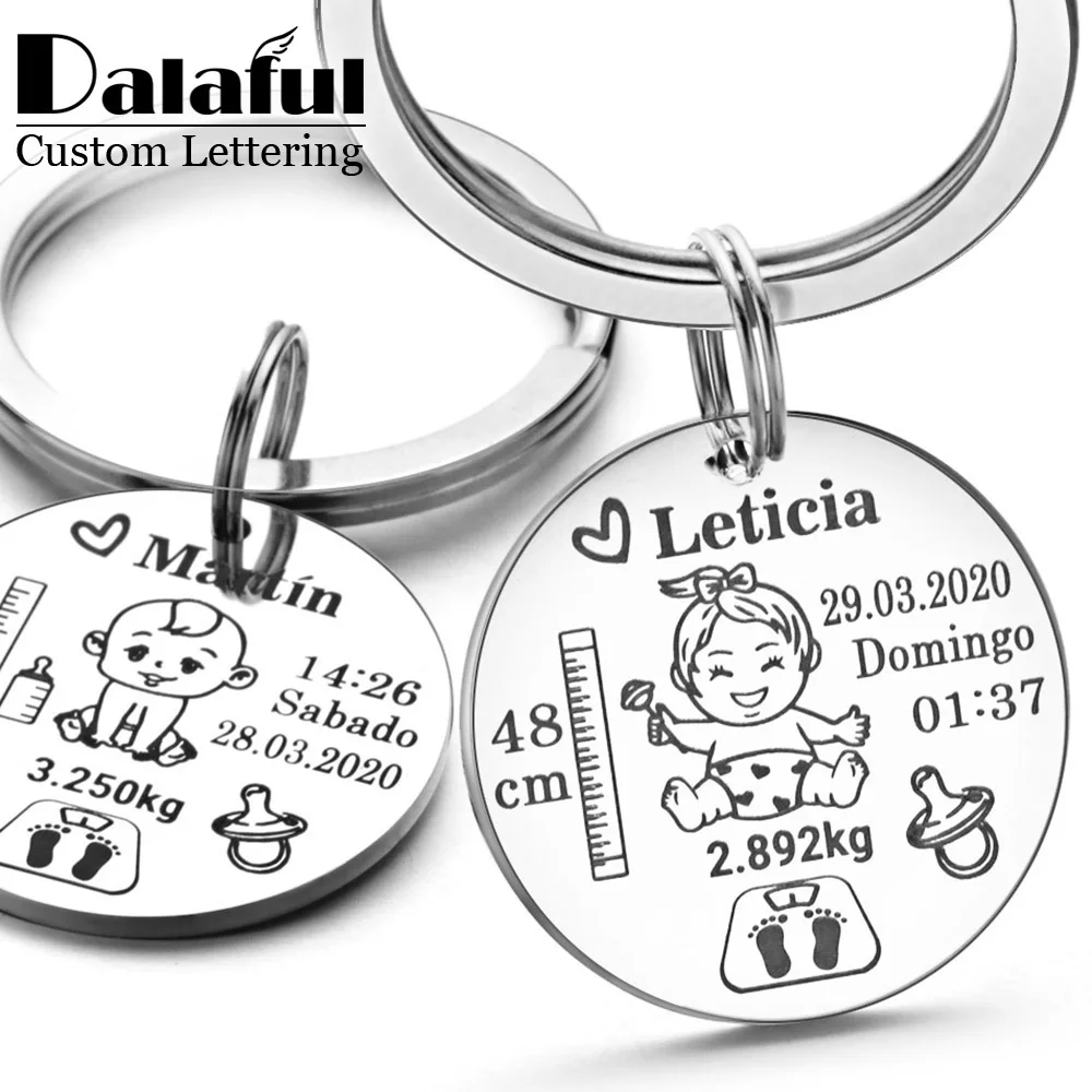 Top Trends: Lovely Personalized Baby Boys Girls Keychain Name Birth Weight Height For Newborn Commemorate New Mom Dad Gift Keyring P026 C Shoppable Styles