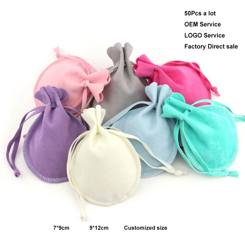 Top Trends: 50Pcs / Lot Drawstring Velvet Gift Bags Multi Size Jewelry Packaging Wedding Pouches With Candy Bracelet Sachet Can Print Logo Shoppable Styles