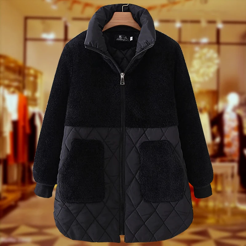 Top Trends: 2023 Winter Coat Women Faux Mink Fur Splice Thick Padded Jacket Femmes Down Cotton Parka Wadded Fashion Oversize Black Female Shoppable Styles - Image 3