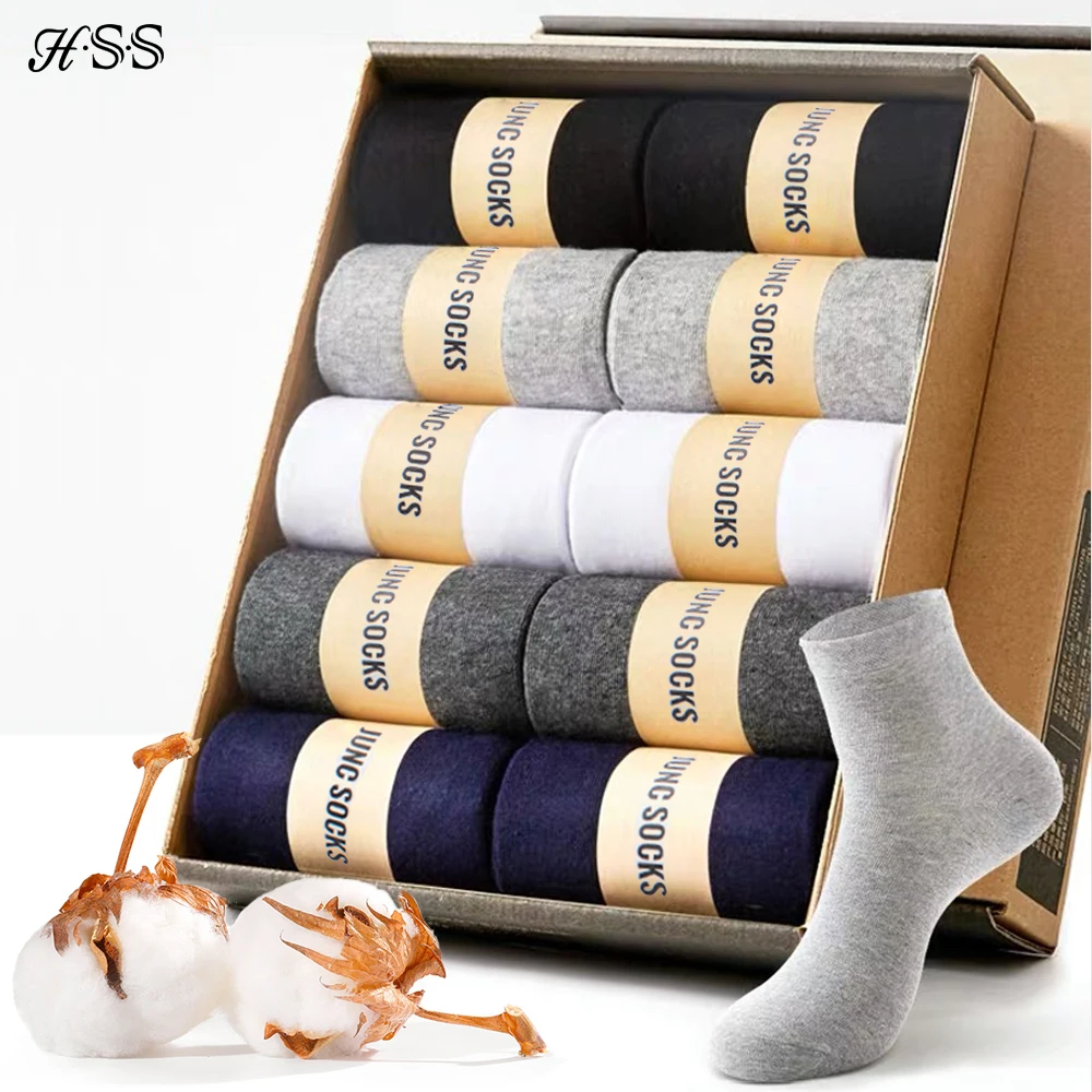 Top Trends: HSS Brand Business Men 100% Cotton Socks New Style Black Casual Socks Soft Breathable Summer Winter Long Socks Plus Size (7-14) Shoppable Styles