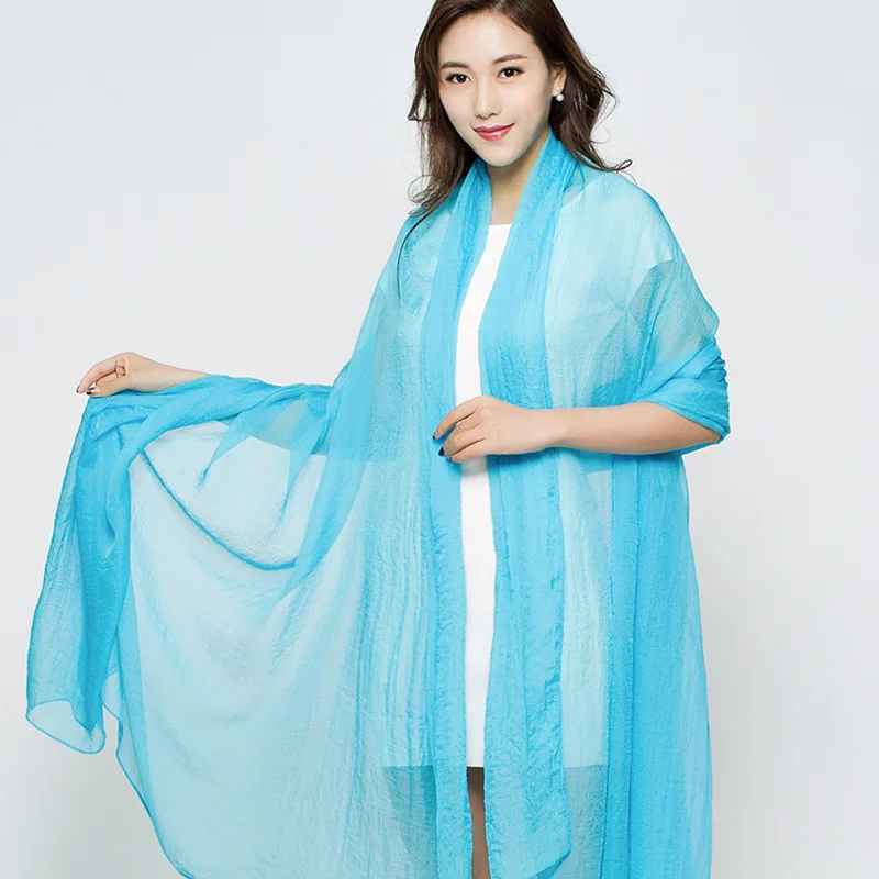 Top Trends: Oversized 3m Summer Beach Towel Solid Color Ladies Chiffon Scarf Pleated Cape Holiday Silk Scarf Long Seaside Sunscreen Shawl Shoppable Styles